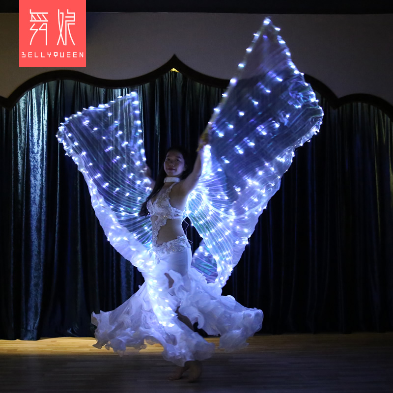 Open Back White 382 Led Isis Wing Light Up Led Dance Capes With Telescopic Stick